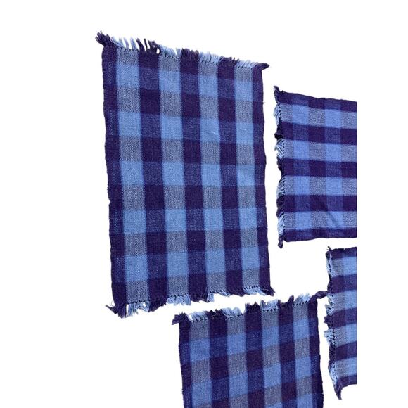 Set of 4 20 x 13 Inch Placemats Blue Buffalo Check Plaid Table Linens - Picture 4 of 9